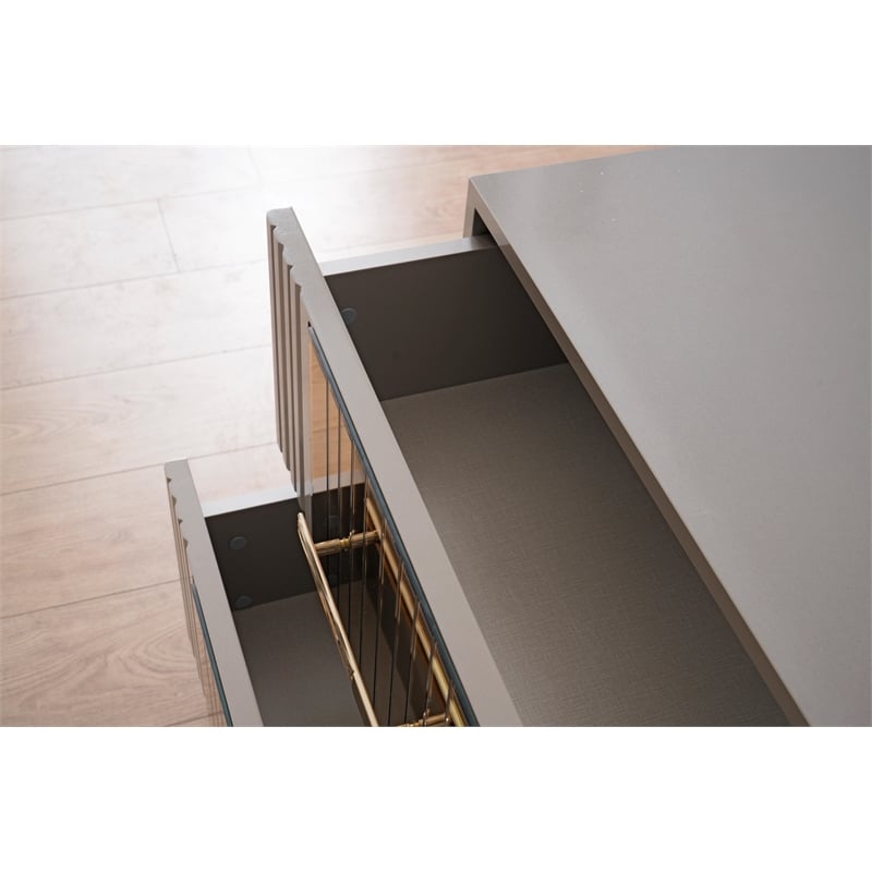 Lorenzo Modern Style Gold Detailed Nightstand made with Wood in  Gray