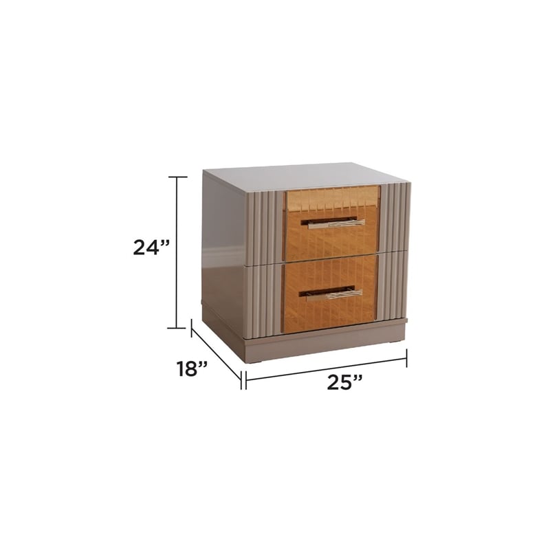 Lorenzo Modern Style Gold Detailed Nightstand made with Wood in  Gray