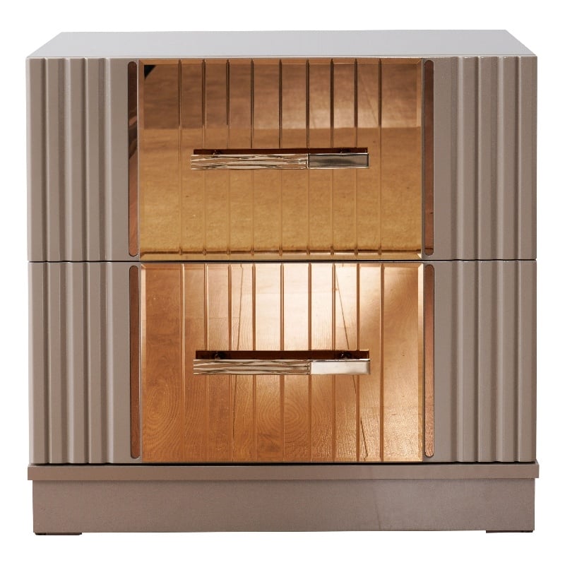 Lorenzo Modern Style Gold Detailed Nightstand made with Wood in  Gray