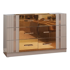 Lorenzo Modern Style Gold Detailed Dresser made with Wood in Gray