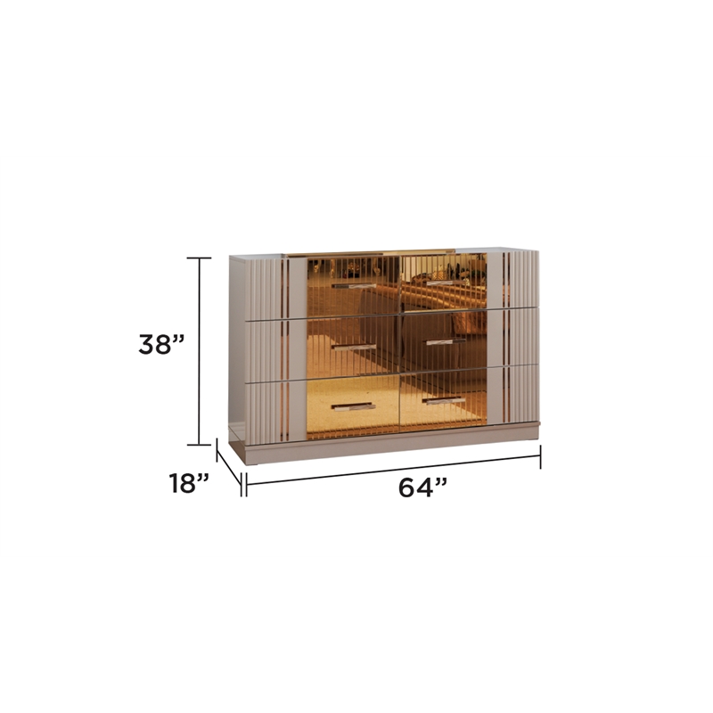 Lorenzo Modern Style Gold Detailed Dresser made with Wood in Gray