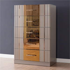 Lorenzo Gold Detailed Chest made with Wood and Gold accents in Gray