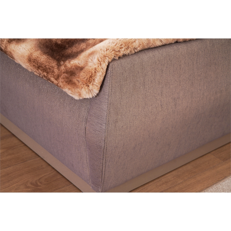 Lorenzo Gold Detailed Tufted Queen Bed made with Wood in River Sand Gray