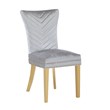 Eva 2 Piece Gold Legs Dining Chairs Finished with Velvet Fabric in Silver