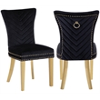 Eva 2 Piece Gold Legs Dining Chairs Finished with Velvet Fabric in Black