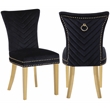 Eva 2 Piece Gold Legs Dining Chairs Finished with Velvet Fabric in Black