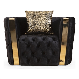 naomi button tufted chair finished with velvet fabric and gold accent