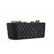 Naomi Button Tufted Loveseat with Velvet Fabric and Gold Accent in Black