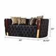 Naomi Button Tufted Loveseat with Velvet Fabric and Gold Accent in Black