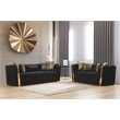 Naomi Button Tufted 2 Pc Sofa Set with Velvet Fabric and Gold Accent in Black