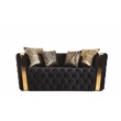 Naomi Button Tufted 2 Pc Sofa Set with Velvet Fabric and Gold Accent in Black