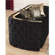 Naomi Button Tufted 3 Pc Sofa Set with Velvet Fabric and Gold Accent in Black