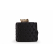 Naomi Button Tufted 3 Pc Sofa Set with Velvet Fabric and Gold Accent in Black