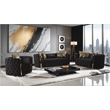 Naomi Button Tufted 3 Pc Sofa Set with Velvet Fabric and Gold Accent in Black