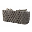 Naomi Button Tufted Loveseat with Velvet Fabric and Gold Accent in Taupe