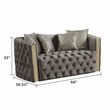 Naomi Button Tufted 2 Pc Set with Velvet Fabric and Gold Accent in Taupe