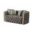 Naomi Button Tufted 2 Pc Set with Velvet Fabric and Gold Accent in Taupe