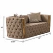 Naomi Button Tufted 2 Pc Set with Velvet Fabric and Gold Accent in Taupe