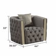 Naomi Button Tufted 3 Pc Set with Velvet Fabric and Gold Accent in Taupe