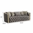 Naomi Button Tufted 3 Pc Set with Velvet Fabric and Gold Accent in Taupe