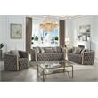Naomi Button Tufted 3 Pc Set with Velvet Fabric and Gold Accent in Taupe