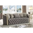 Naomi Button Tufted 3 Pc Set with Velvet Fabric and Gold Accent in Taupe