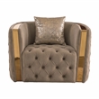 Naomi Button Tufted 3 Pc Set with Velvet Fabric and Gold Accent in Taupe
