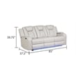 Benz LED & Power Reclining Sofa Made With Faux Leather in Ice/ White