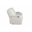 Benz LED & Power Reclining Sofa Made With Faux Leather in Ice/ White