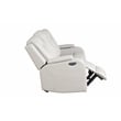 Benz LED & Power Reclining Sofa Made With Faux Leather in Ice/ White