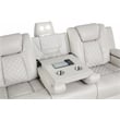 Benz LED & Power Reclining Sofa Made With Faux Leather in Ice/ White
