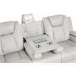 Benz LED & Power Reclining Sofa Made With Faux Leather in Ice/ White