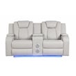 Benz LED & Power Reclining 2 Pc Set Made With Faux Leather in Ice/ White