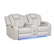 Benz LED & Power Reclining Loveseat Made With Faux Leather in Ice/ White