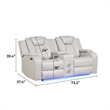 Benz LED & Power Reclining Loveseat Made With Faux Leather in Ice/ White