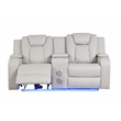 Benz LED & Power Reclining Loveseat Made With Faux Leather in Ice/ White