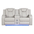 Benz LED & Power Reclining Loveseat Made With Faux Leather in Ice/ White