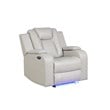 Benz LED & Power Recliner Chair Made With Faux Leather in Ice/ White