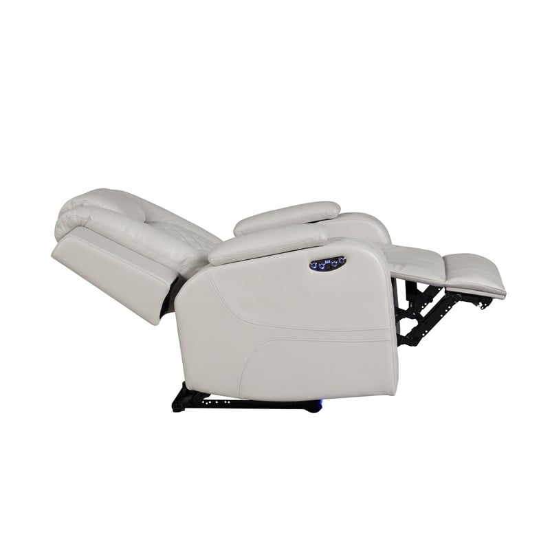 Benz LED & Power Recliner Chair Made With Faux Leather in Ice/ White