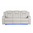 Benz LED & Power Reclining 3 Pc Set Made With Faux Leather in Ice/ White