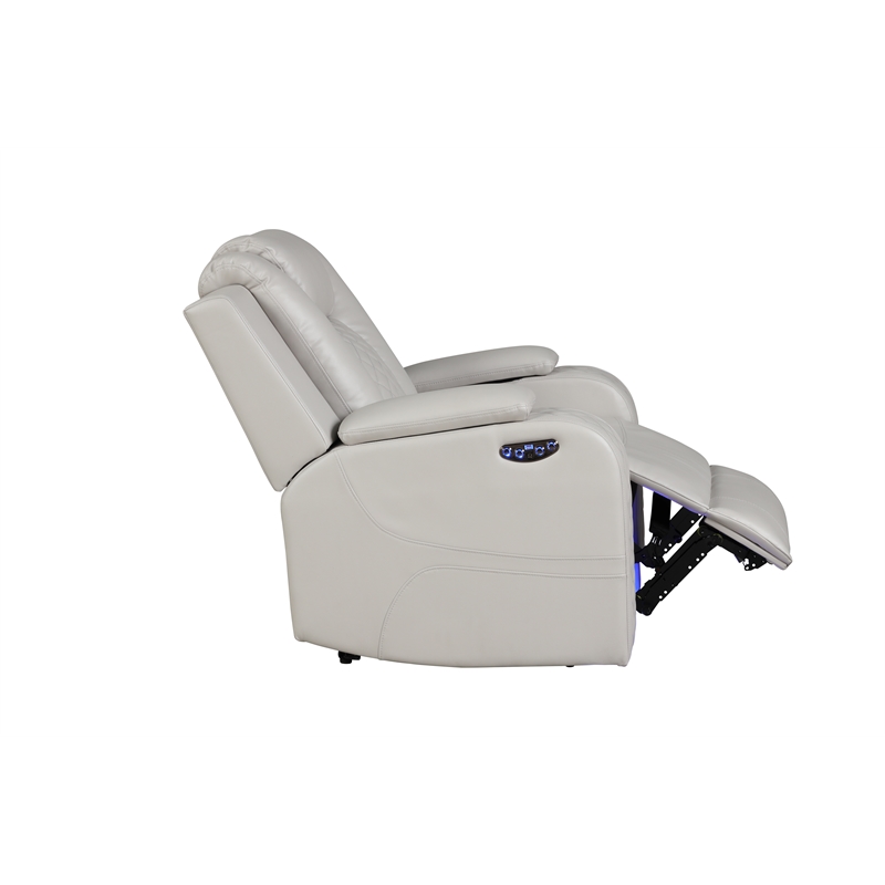 Benz LED & Power Reclining 3 Pc Set Made With Faux Leather in Ice/ White