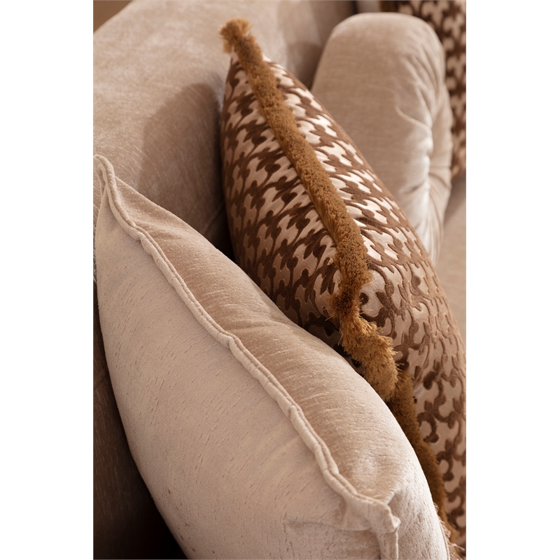 Carmen Sofa Finished With Chenille Upholstery in Beige Color