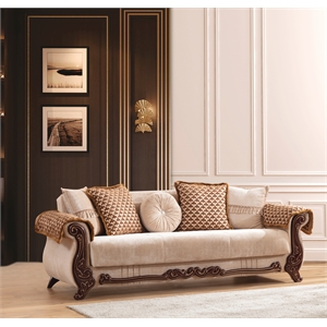 carmen sofa finished with chenille upholstery in beige color