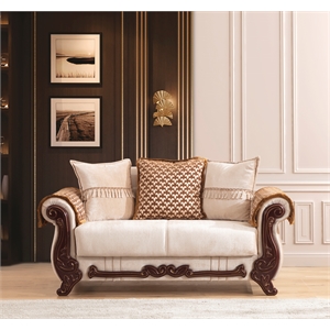 Carmen Loveseat Made With Chenille Upholstery in Beige Color