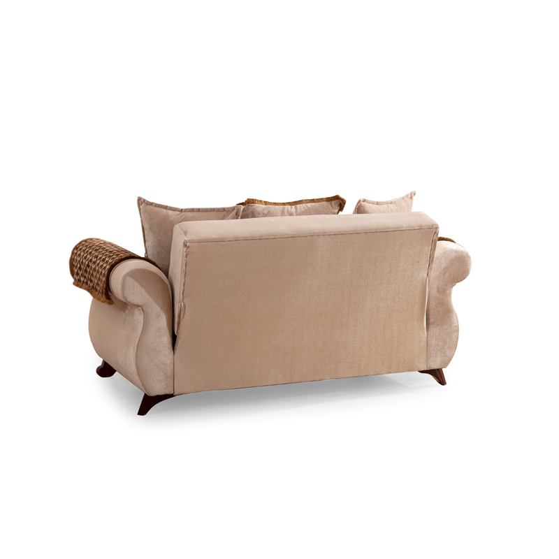 Carmen Loveseat Made With Chenille Upholstery in Beige Color