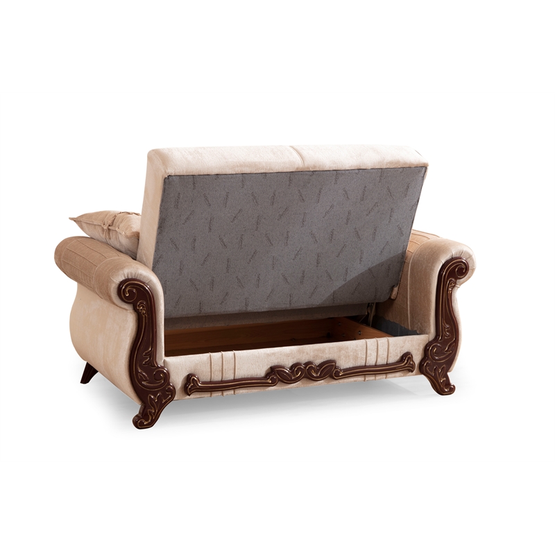 Carmen Loveseat Made With Chenille Upholstery in Beige Color