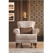 Carmen  Chair Made With Chenille Upholstery in Beige Color