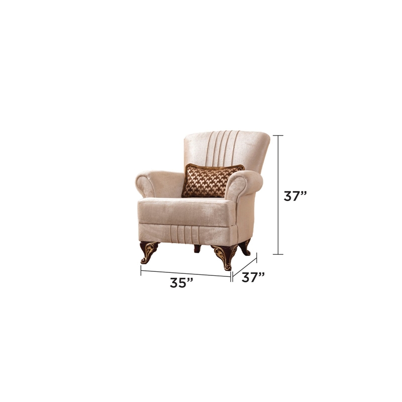 Carmen  Chair Made With Chenille Upholstery in Beige Color