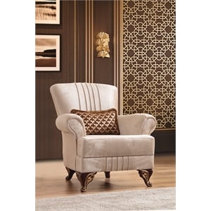 Carmen  Chair Made With Chenille Upholstery in Beige Color