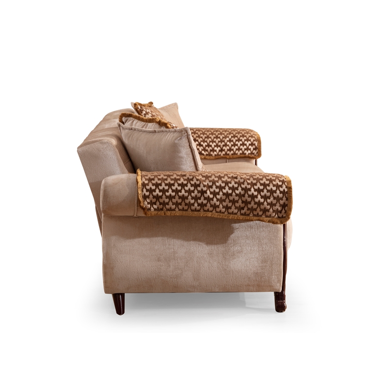 Carmen 3 Pc Traditional Living room set Made With Chenille Upholstery in Beige